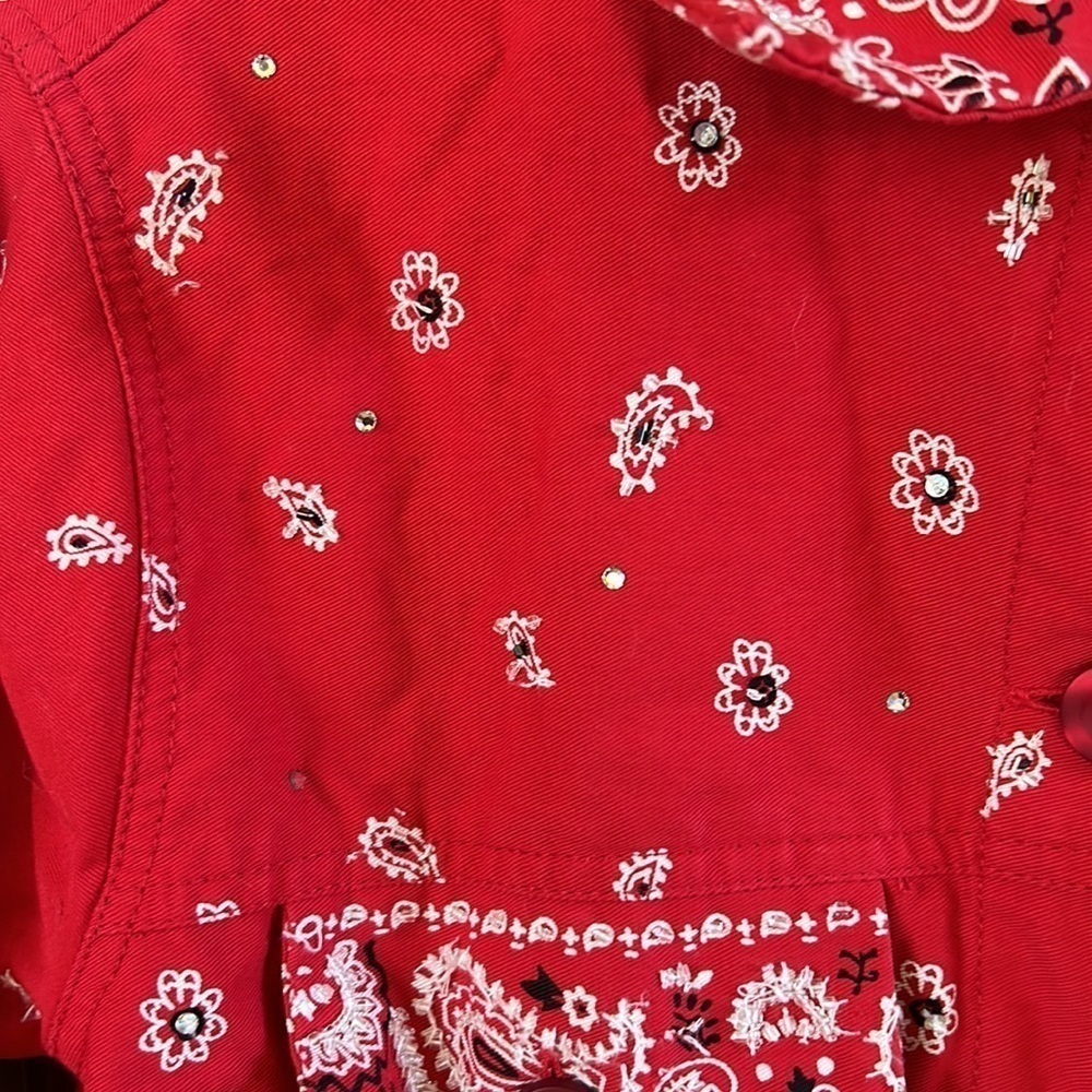 The Quacker Factory Western Vintage Red Bandanna Print Jacket Cowgirl Rockabilly - Picture 4 of 7
